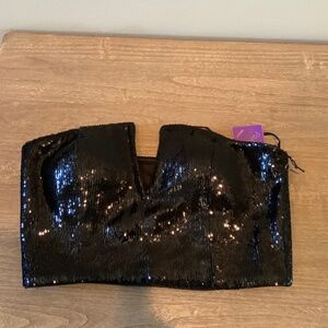 Forever 21 Black sequined crop top